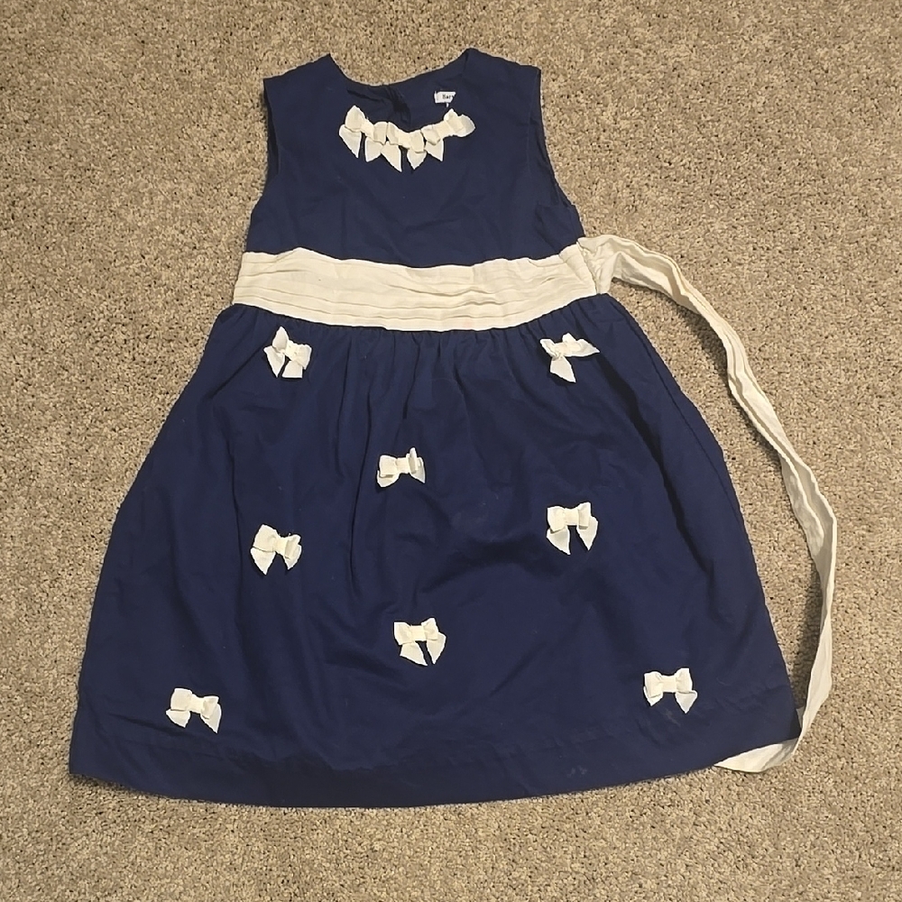 Hartstrings blue and white bow dress sz 6